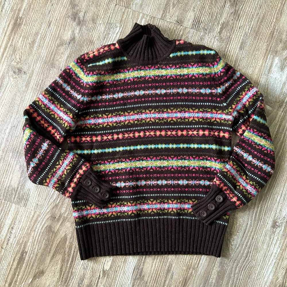 *SOLD!* Jones New York Sport Turtleneck Mockneck Button Wool Sweater
